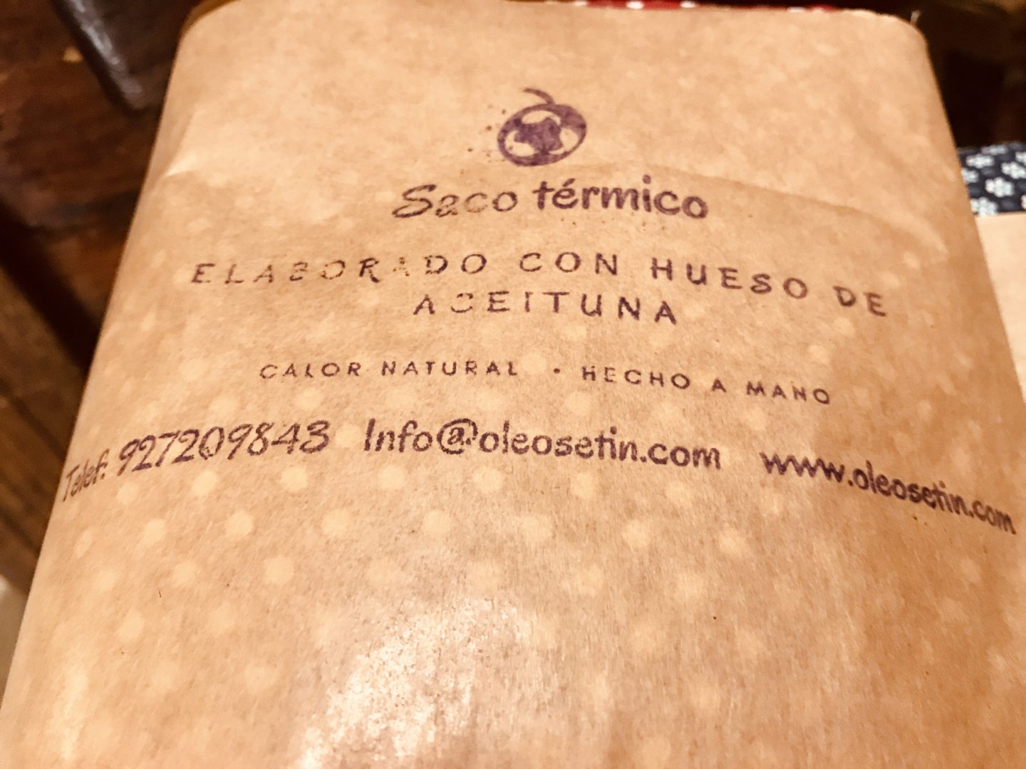 Saco térmico con hueso de aceituna 20 x 45 cm - Aceite de Oliva Virgen Extra